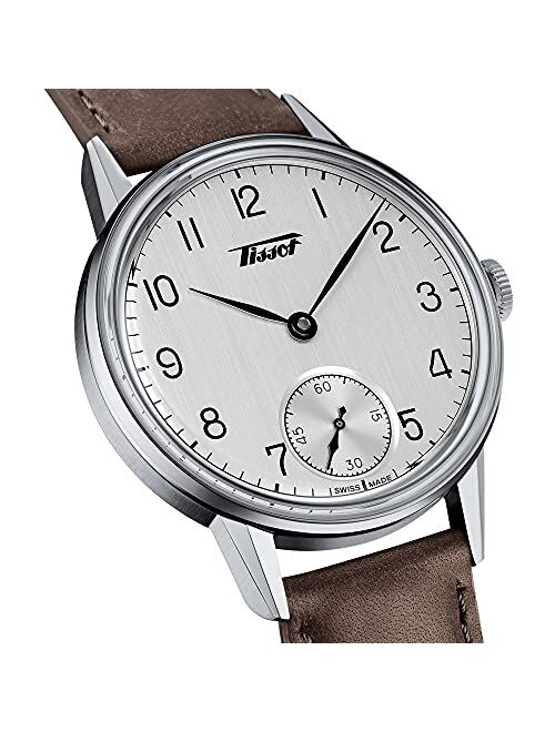 Tissot Men's Heritage 316L Stainless Steel case Swiss Mechanical Watch with Leather Strap, Brown, 20 (Model: T1194051603701)