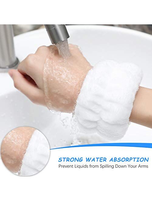 Chuangdi 9 Pieces Reusable Spa Headband Wrist Washband Face Wash Set Include 3 Microfiber Headband and 6 Wrist Washband for Women Girls Avoid Liquids from Spilling Down Y