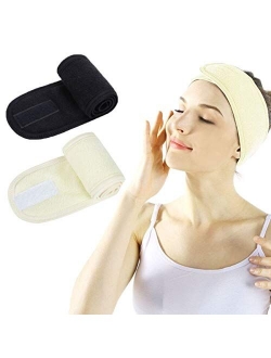 LADES Facial Spa Headband - Makeup Shower Bath Wrap Sport Headband Terry Cloth Adjustable Stretch Towel with Magic Tape