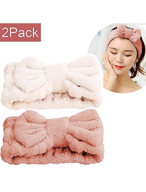 SweetCat Microfiber Bowtie Headbands, Extrame Soft & Ultra Absorbent, Comfort to Makeup Wash Spa Yoga Shower Facial Hair Band for Girls and Women