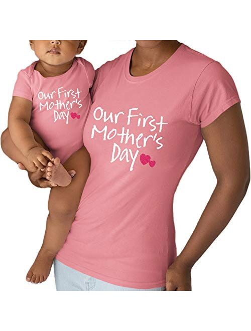 Comfiv Our First Mothers Day Matching Outfit Baby Gifts for New mom Shirt for Daughter