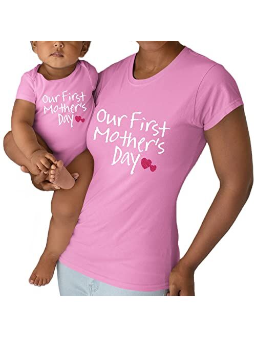 Comfiv Our First Mothers Day Matching Outfit Baby Gifts for New mom Shirt for Daughter