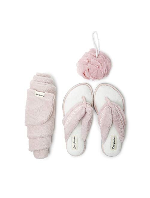 Dearfoams Women's Terry Spa-Inspired Mother's Day Gift Bundle with Kylie Thong Slipper