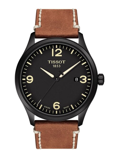 Tissot Men's Swiss Gent XL Brown Leather Strap Watch 42mm