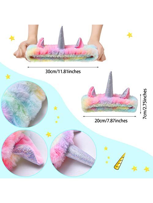 Chuangdi 3 Pieces Unicorn Headbands Unicorn Makeup Headband Spa Headband Cute Shower Hairband for Women Girls Washing Face, Makeup, Sports, Yoga, Spa