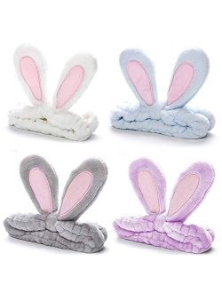 Hogoo 3 Pcs Spa Facial Headband Cute Bunny Ears Makeup Hair Band