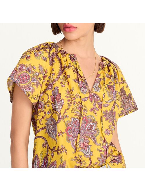 J.Crew Collection tie-neck cotton poplin top in Ratti® golden paisley