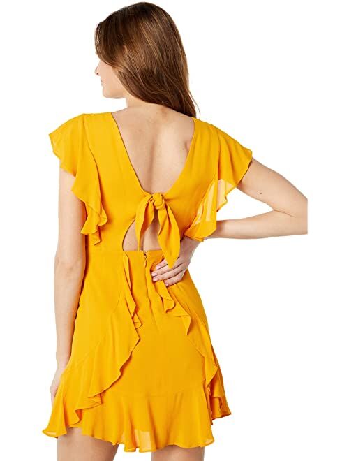 BCBGMAXAZRIA Open Back Ruffle Cocktail Dress