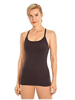 Seamless Workout Tank Tops for Women Racerback Athletic Camisole Sports Shirts with Built in Bra