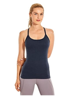 Seamless Workout Tank Tops for Women Racerback Athletic Camisole Sports Shirts with Built in Bra