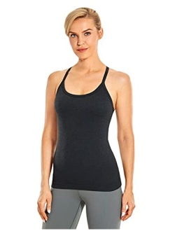 Seamless Workout Tank Tops for Women Racerback Athletic Camisole Sports Shirts with Built in Bra