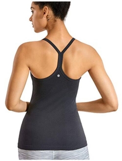 Seamless Workout Tank Tops for Women Racerback Athletic Camisole Sports Shirts with Built in Bra