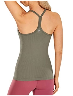 Seamless Workout Tank Tops for Women Racerback Athletic Camisole Sports Shirts with Built in Bra