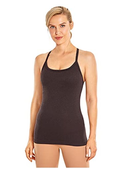 CRZ YOGA Seamless Workout Tank Tops for Women Racerback Athletic Camisole Sports Shirts with Built in Bra