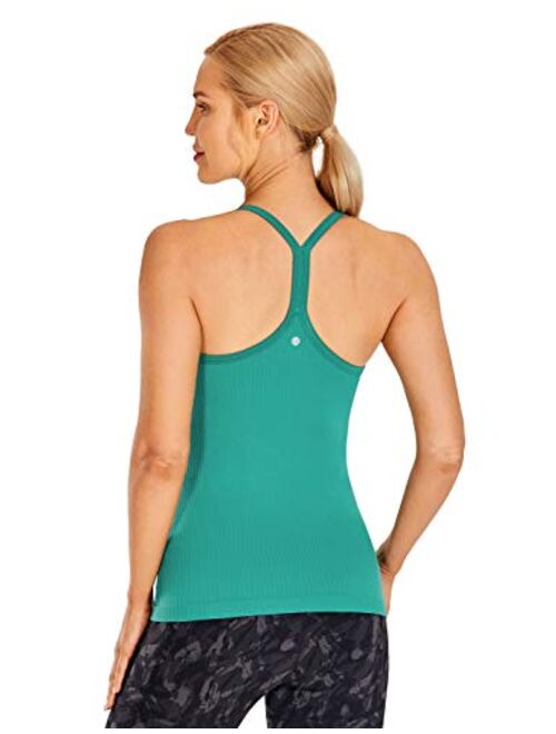 CRZ YOGA Seamless Workout Tank Tops for Women Racerback Athletic Camisole Sports Shirts with Built in Bra