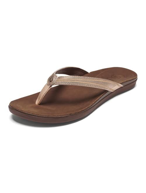 OluKai Aukai Women's Beach Sandals, Quick-Dry Flip-Flop Slides, Water Resistant & Soft Comfort Fit, Wet Grip Soles & Compression Molded Footbed