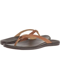 Ho'opio Leather Women's Beach Sandals, Full-Grain Leather Flip-Flop