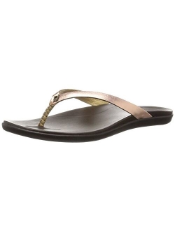 Ho'opio Leather Women's Beach Sandals, Full-Grain Leather Flip-Flop