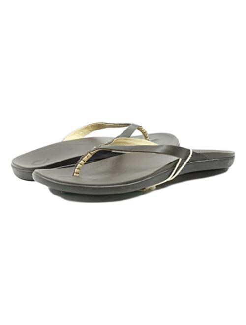 OluKai Ho'opio Leather Women's Beach Sandals, Full-Grain Leather Flip-Flop