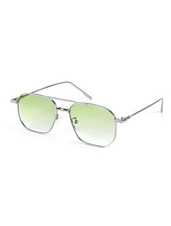Classic Square Aviator Sunglasses Women Men Fashion Candy Color Lenses Vintage Metal Shades B2828