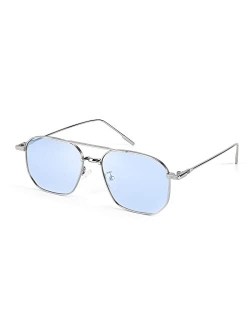 Classic Square Aviator Sunglasses Women Men Fashion Candy Color Lenses Vintage Metal Shades B2828