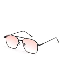 Classic Square Aviator Sunglasses Women Men Fashion Candy Color Lenses Vintage Metal Shades B2828