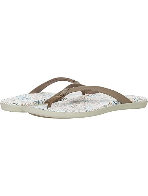 OluKai Ho'opio Hau Women's Beach Quick-Dry, Water Resistant Suede Lining & Wet Grip Soles, Soft Comfort Fit & Arch Support Flip-Flop