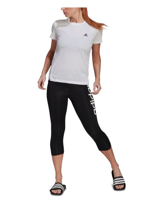 adidas Women's Designed 2 Move 3-Stripes Moisture Wicking T-Shirt