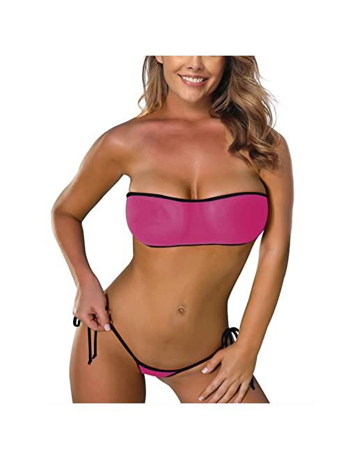 SHERRYLO Sheer Bikini See Through Bikinis Bandeau Top Mini Brazilian Thong Bottom Micro Mesh Bathing Suit