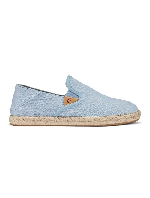 OLUKAI Kaula Pa'a Kapa Women's Espadrilles, Linen Slip-On Shoes with Lightweight Drop-in Heel Design, Braided Water-Resistant Jute & Wet Grip Soles