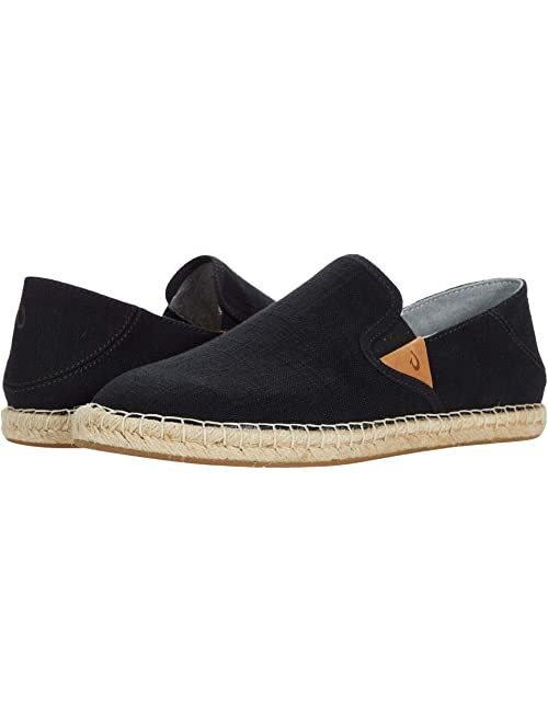 OLUKAI Kaula Pa'a Kapa Women's Espadrilles, Linen Slip-On Shoes with Lightweight Drop-in Heel Design, Braided Water-Resistant Jute & Wet Grip Soles