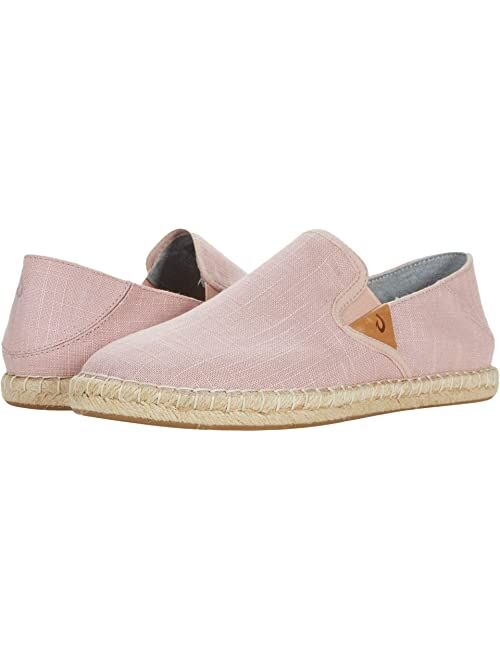 OLUKAI Kaula Pa'a Kapa Women's Espadrilles, Linen Slip-On Shoes with Lightweight Drop-in Heel Design, Braided Water-Resistant Jute & Wet Grip Soles