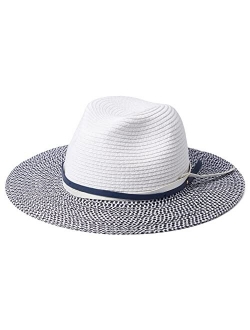 Straw Fedora with Leather Trim