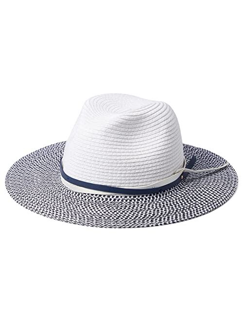 Badgley Mischka Straw Fedora with Leather Trim