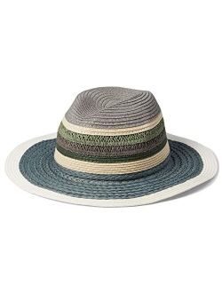 Straw Fedora with Open Weave Detail and Contrast Stripes Combo