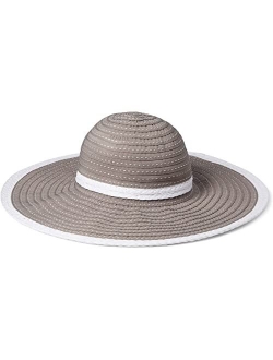 Woven Tape Floppy Hat with Contrast Straw Trim