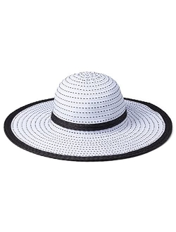 Woven Tape Floppy Hat with Contrast Straw Trim