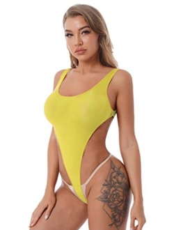 YiZYiF Womens Adult High Cut Thong Bikini Bodysuit Nightwear One Piece Monokini Swimsuit