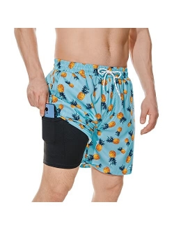 American Trends Men's Swim Trunks Mens Bathing Suit Mens Swim Trunks with Compression Liner