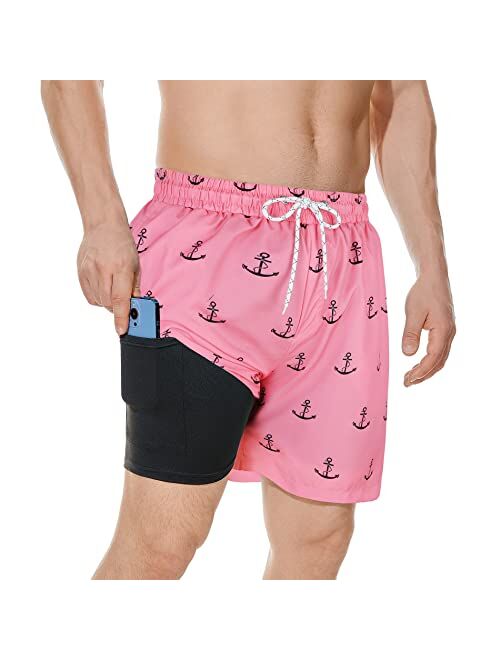 American Trends Men's Swim Trunks Mens Bathing Suit Mens Swim Trunks with Compression Liner