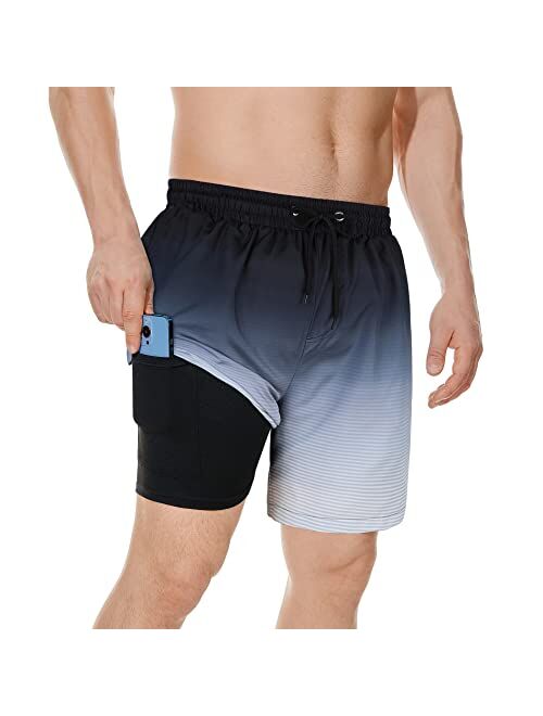 American Trends Men's Swim Trunks Mens Bathing Suit Mens Swim Trunks with Compression Liner