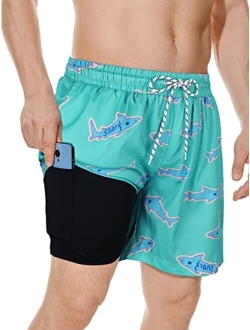 Century Star Mens Swim Trunks with Compression Liner Quick Dry Bathing Suits with Pockets Swim Shorts