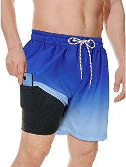 Century Star Mens Swim Trunks with Compression Liner Quick Dry Bathing Suits with Pockets Swim Shorts