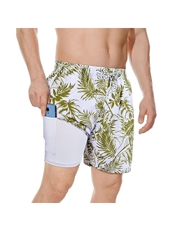 Century Star Mens Swim Trunks with Compression Liner Quick Dry Bathing Suits with Pockets Swim Shorts