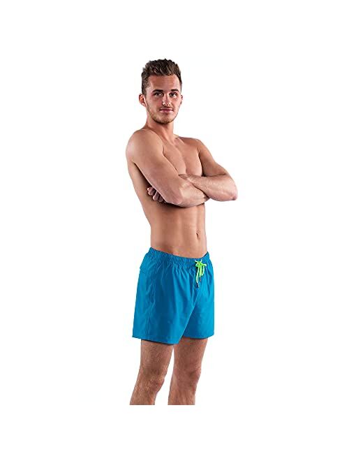 Third Wave Swim Trunks with Compression Liner - Men's Premium 5 Inch Inseam Quick Dry Swim Shorts for Beach and Swimming