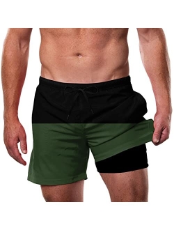 Cozople Men's Swim Trunks 5.5''Compression Liner Swim Shorts Quick Dry Boxer Brief Lined Swimwear Bathing Suits