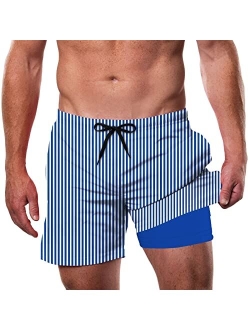 Cozople Men's Swim Trunks 5.5''Compression Liner Swim Shorts Quick Dry Boxer Brief Lined Swimwear Bathing Suits