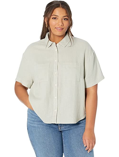 Madewell Plus Size High-Low Cropped Safari w/ Patch Pocket Basket Weave