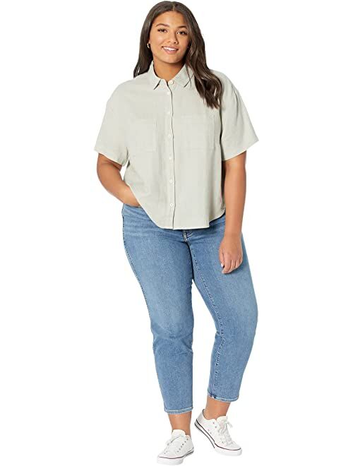 Madewell Plus Size High-Low Cropped Safari w/ Patch Pocket Basket Weave