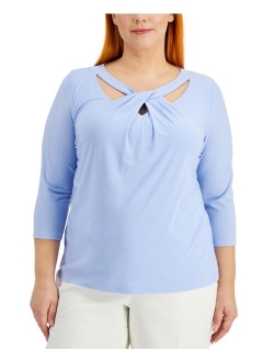 Plus Size Twist-Neck Top